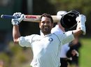Sachin Tendulkar celebrates his 42nd Test century.jpg